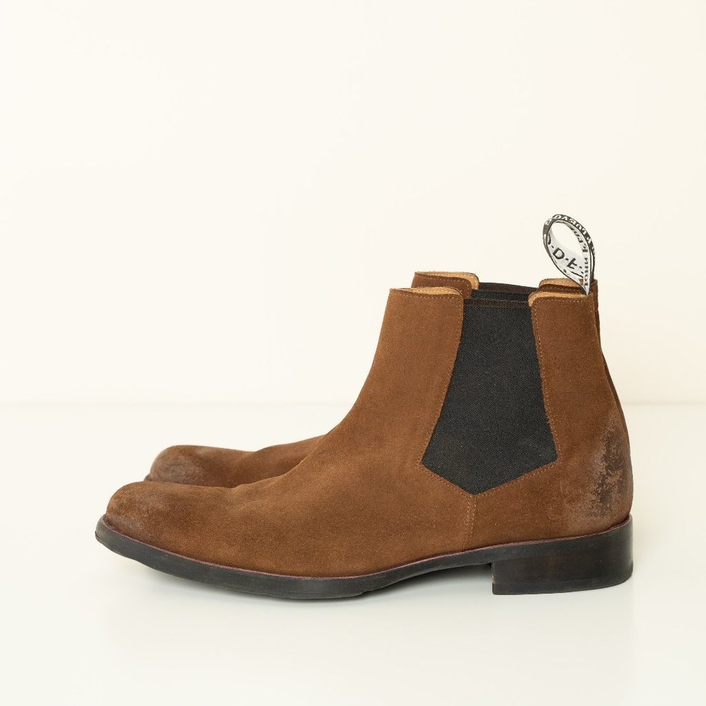 John Fluevog Leather Chelsea Boot Suede Brown Twin Turbine 1224 Start St. - Picture 5 of 16